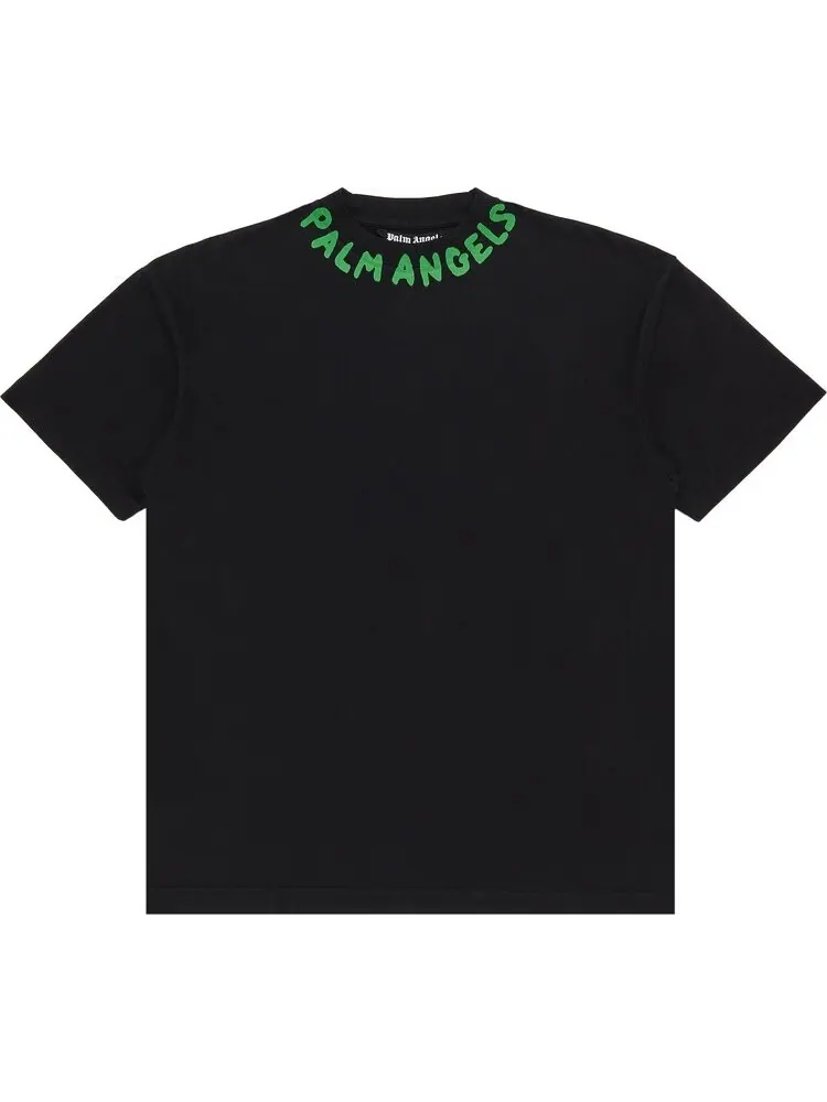 Футболка Palm Angels Seasonal Logo 'Black/Green Fluorescent' — изображение 1 из 3, черный
