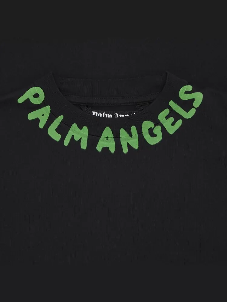 Футболка Palm Angels Seasonal Logo 'Black/Green Fluorescent' — изображение 3 из 3, черный