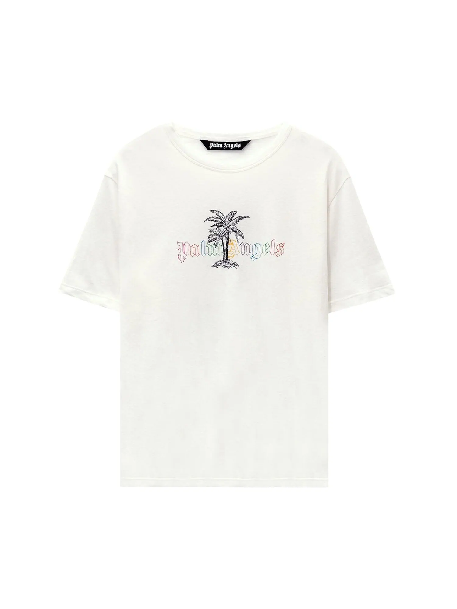 Футболка Palm Angels с льняным воротником — изображение 1 из 2, белый/черный
