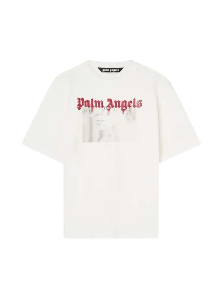 Футболка Palm Angels Portrait Pencil Classic Tee — изображение 1 из 1, белый/красный