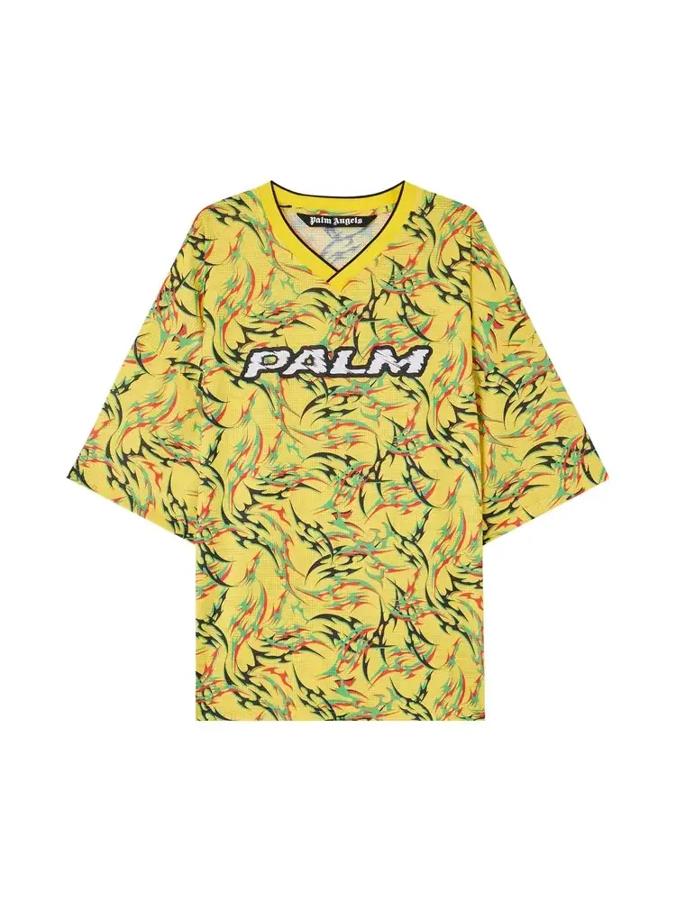 Спортивная футболка Palm Angels Tribal Allover Palm Sport Tee — изображение 1 из 1, желтый