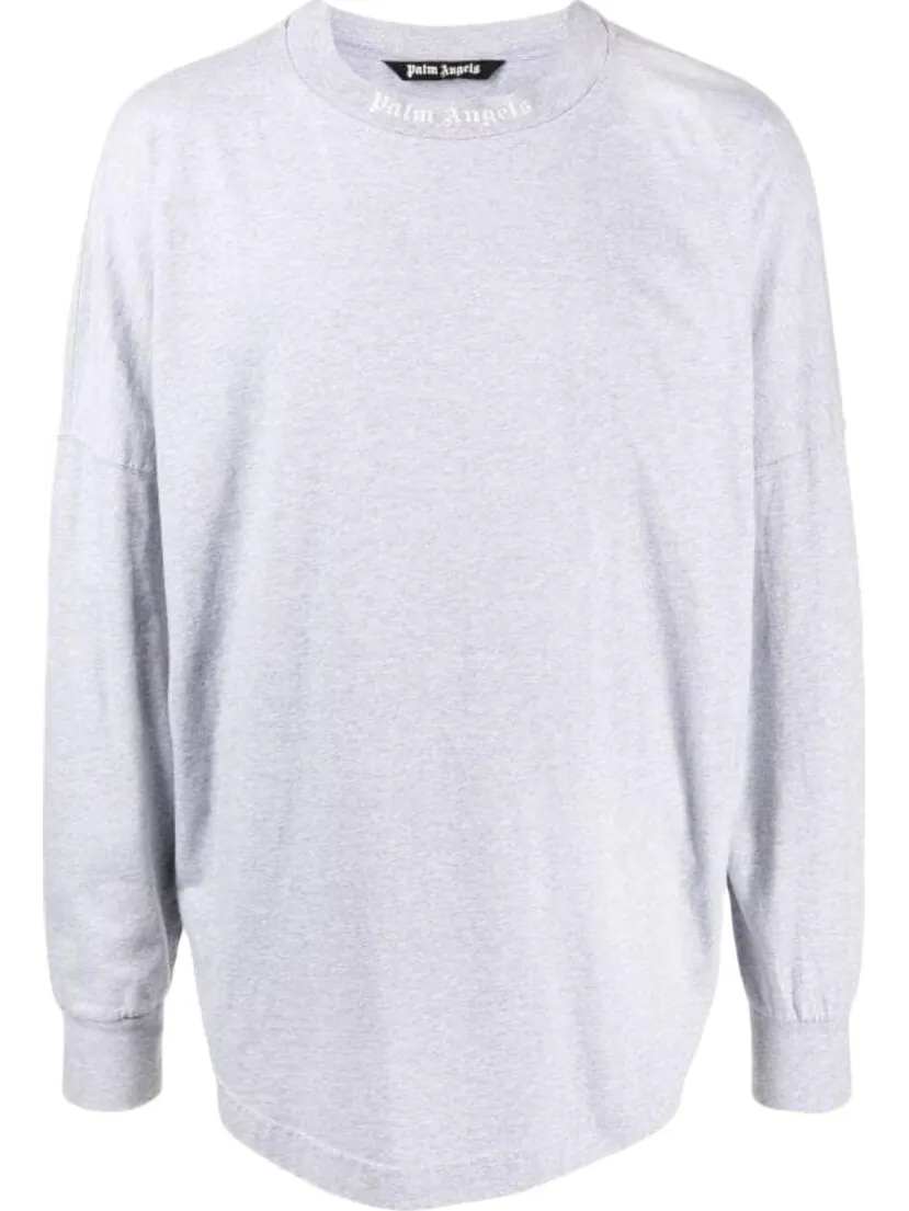 Лонгслив Palm Angels Classic Logo Over Long-Sleeve Tee 'Grey Melange' — изображение 1 из 1, серый