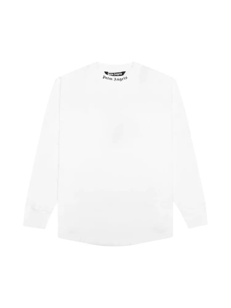 Лонгслив Palm Angels Double Logo Over Long-Sleeve Tee 'White/Fuchsia' — изображение 1 из 2, белый