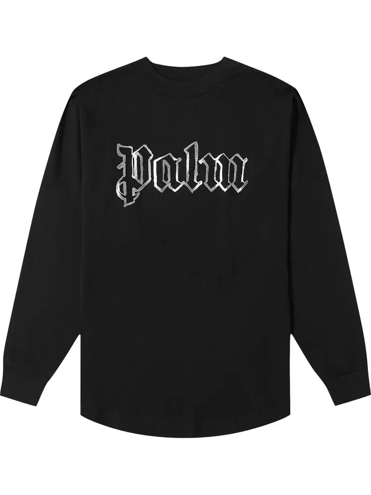 Лонгслив Palm Angels Blank Logo Long-Sleeve Over Tee 'Black/Metal' — изображение 1 из 2, черный