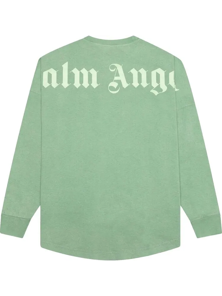 Лонгслив Palm Angels GD Classic Logo Over Long-Sleeve Tee 'Forest Green' — изображение 2 из 2, зеленый