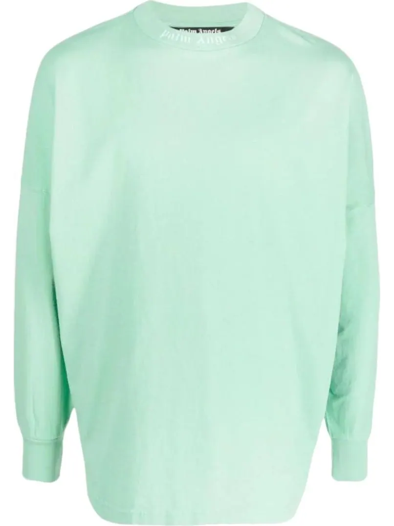 Лонгслив Palm Angels Classic Logo Over Long-Sleeve Tee 'Fluorescent Green' — изображение 1 из 1, зеленый