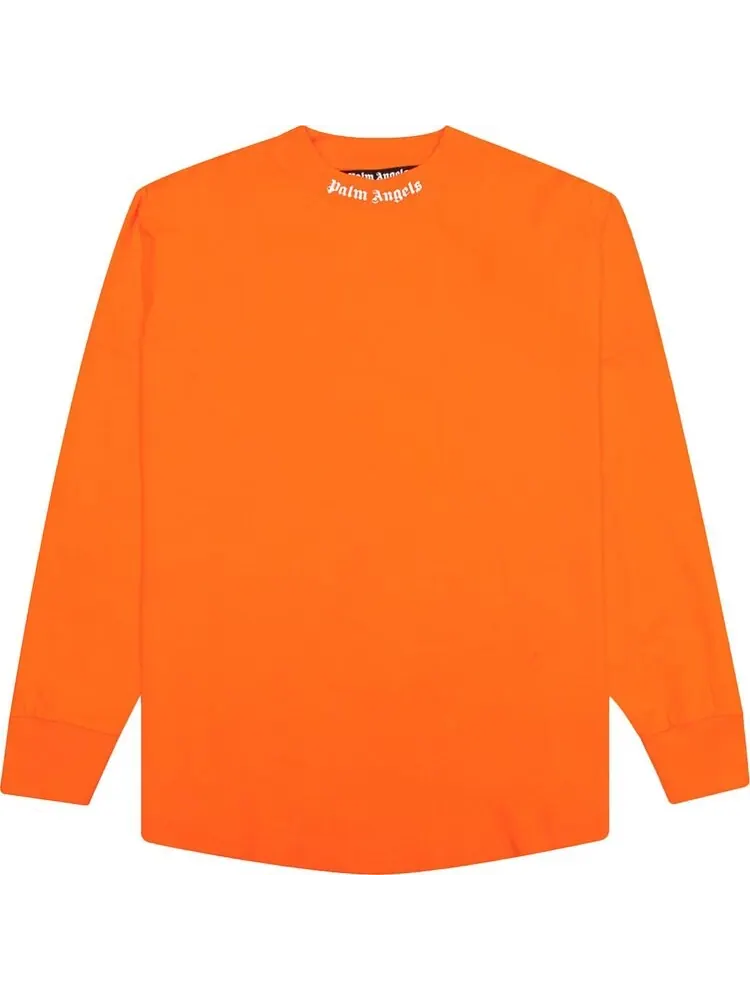 Лонгслив Palm Angels Classic Logo Over Long-Sleeve Tee 'Orange/White' — изображение 1 из 2, оранжевый
