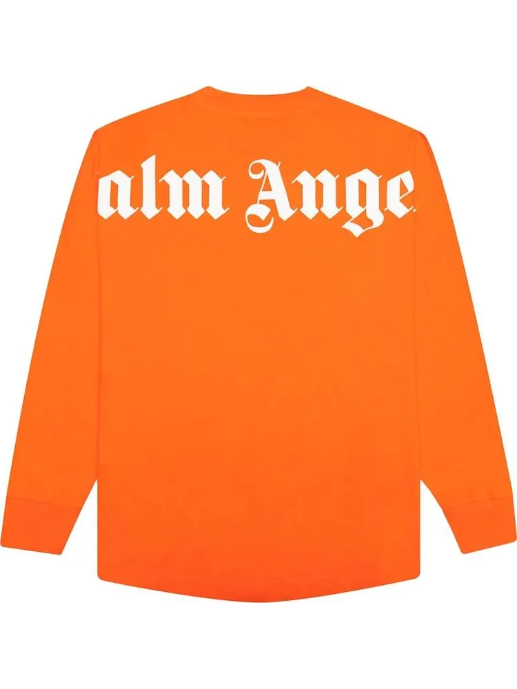 Лонгслив Palm Angels Classic Logo Over Long-Sleeve Tee 'Orange/White' — изображение 2 из 2, оранжевый