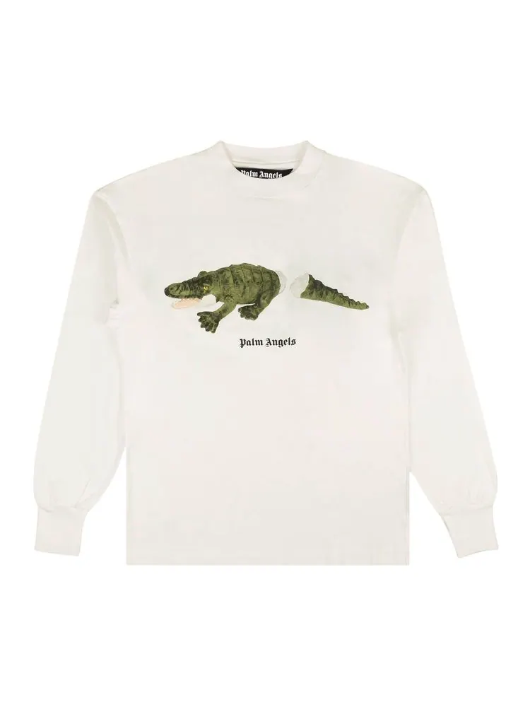 Футболка Palm Angels Croco Long-Sleeve Tee 'White' — изображение 1 из 2, белый
