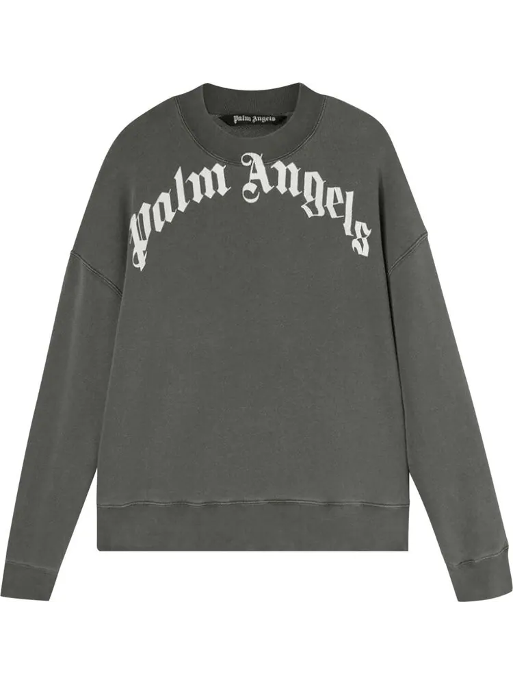 Толстовка Palm Angels GD Curved Logo Crew 'Black/White' — изображение 1 из 1, черный