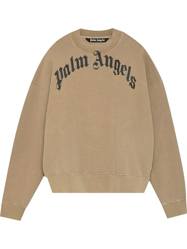 Толстовка Palm Angels GD Curved Logo Crewneck 'Beige/Black' — изображение 1 из 2, загар