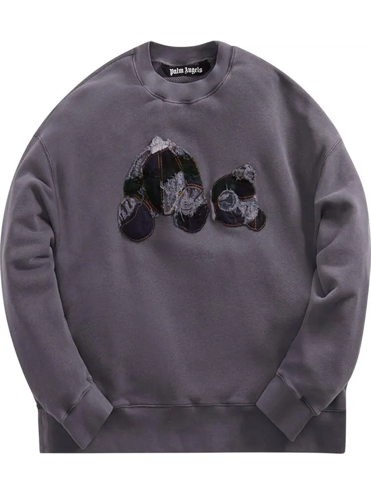 Толстовка Palm Angels PA Patchwork Ripped Bear Crew 'Indigo' — изображение 1 из 1, синий