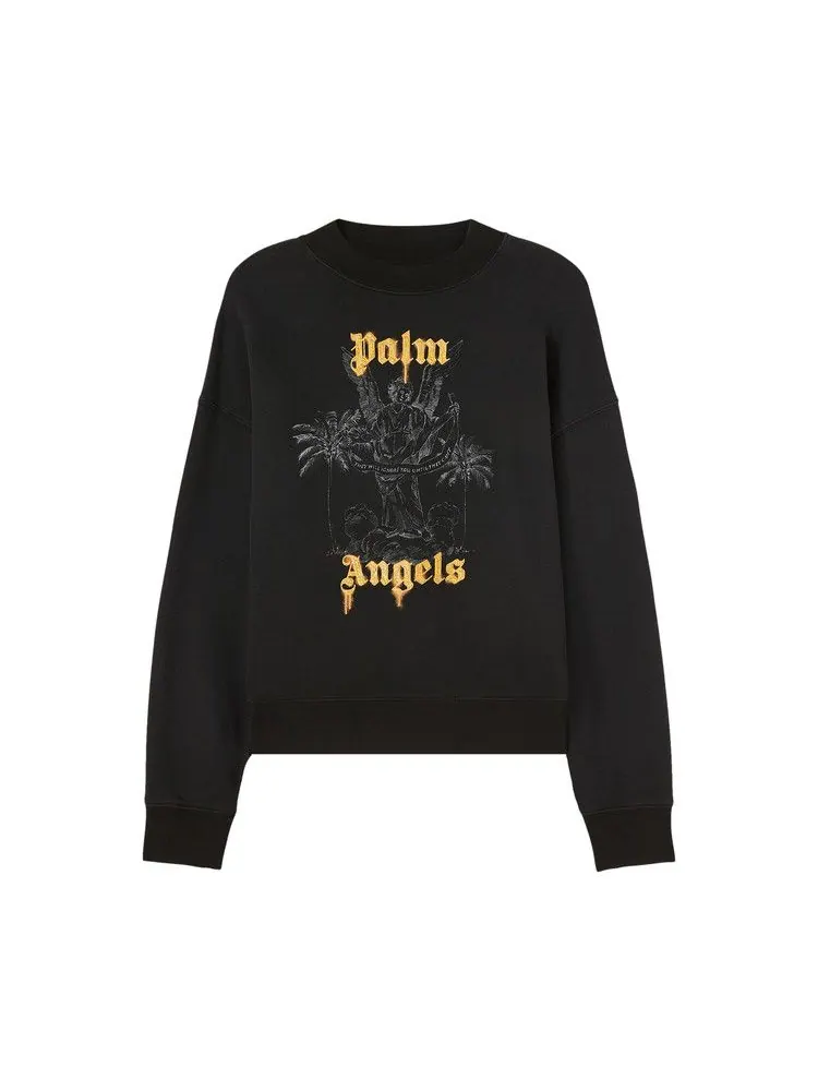 Толстовка Palm Angels Palms Pencil Crew Sweatshirt — изображение 1 из 1, черный/светлый оранжевый