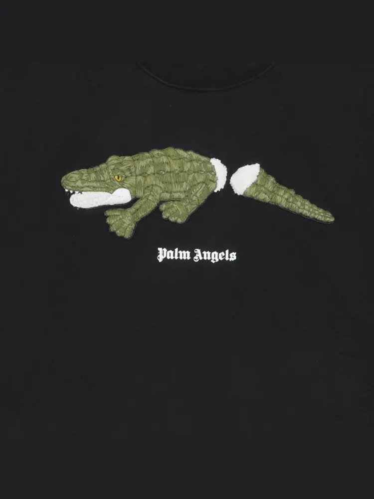 Толстовка Palm Angels Croco Crewneck 'Black/Green' — изображение 3 из 3, черный