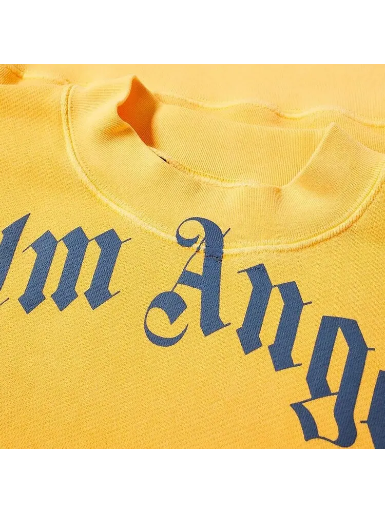 Толстовка Palm Angels Vintage Wash Curved Logo Crew 'Yellow/Navy' — изображение 2 из 2, желтый