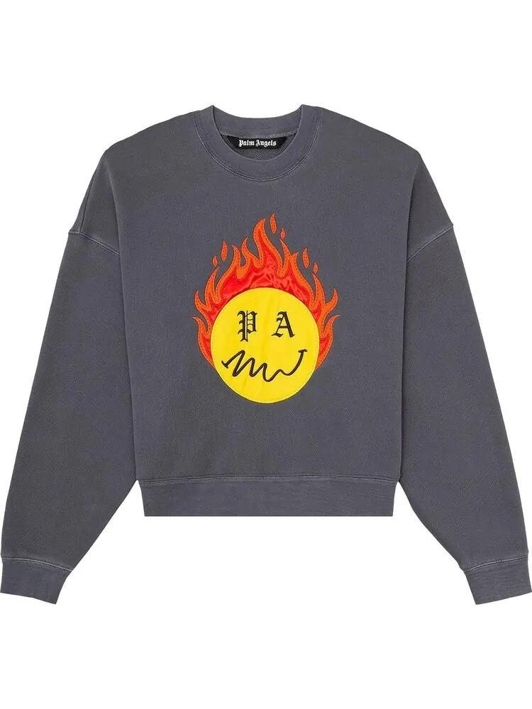 Толстовка Palm Angels Burning Head Crewneck 'Black/Yellow' — изображение 1 из 2, черный