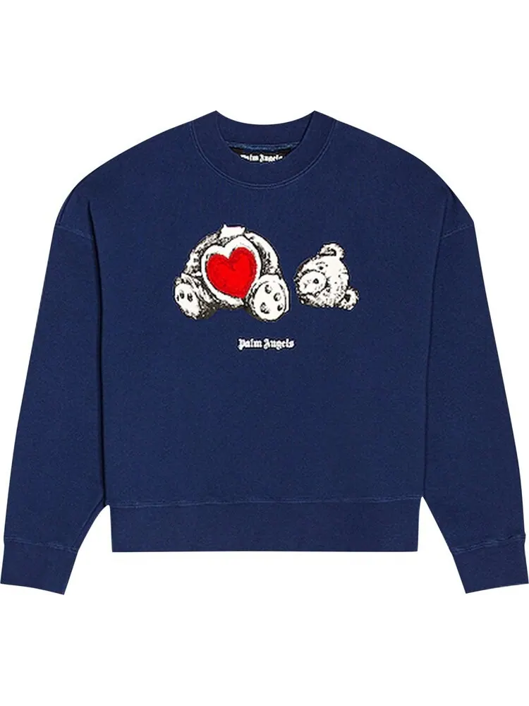 Толстовка Palm Angels Bear In Love Crewneck 'Blue/White' — изображение 1 из 2, синий