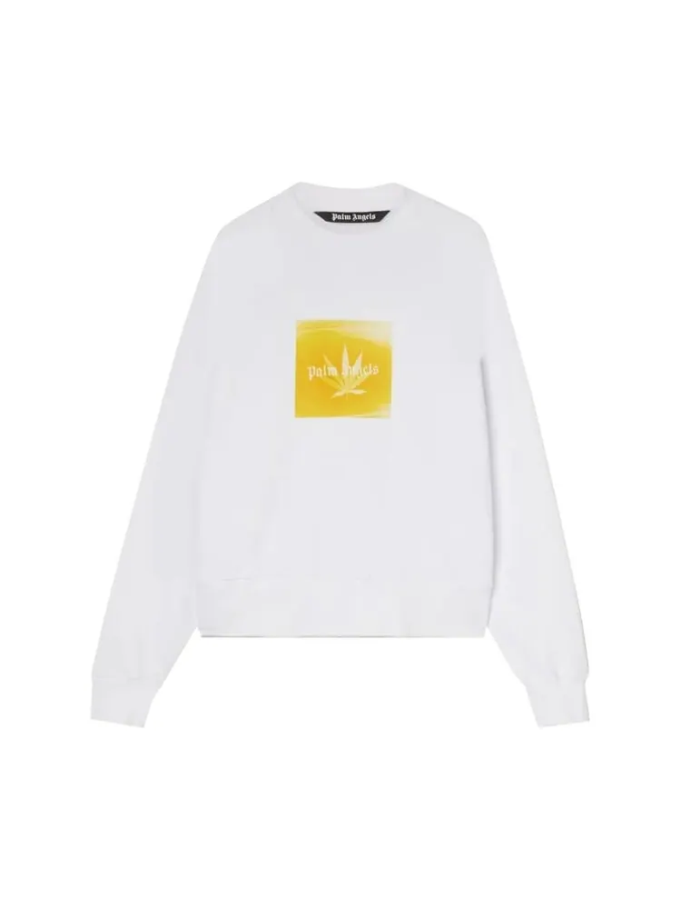 Толстовка Palm Angels Leaf Crewneck 'White/Yellow' — изображение 1 из 1, белый