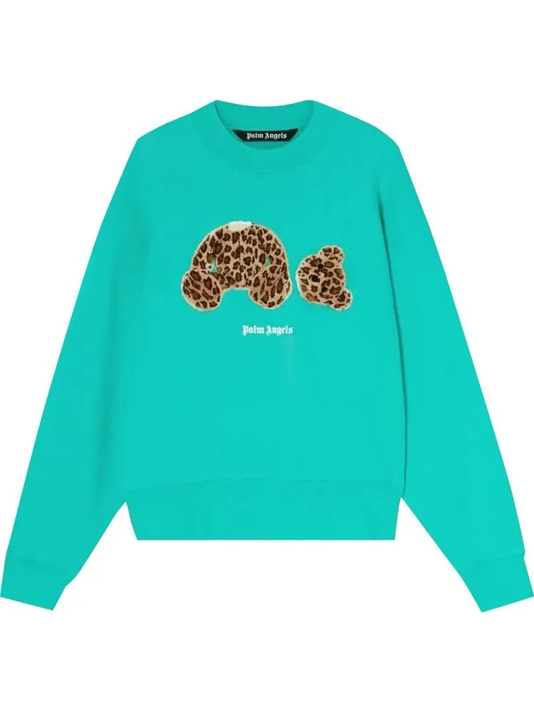 Толстовка Palm Angels PA Leopard Bear Crewneck 'Forest Green/Brown' — изображение 1 из 1, зеленый