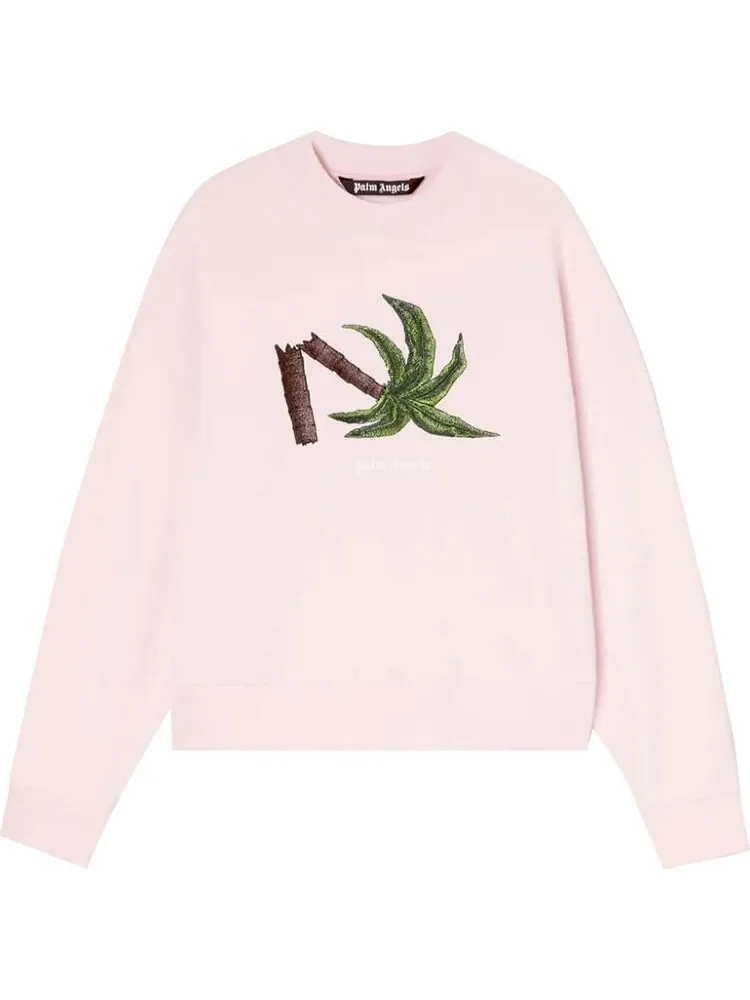 Толстовка Palm Angels Broken Palm Crew 'Pink/Green' — изображение 1 из 1, розовый