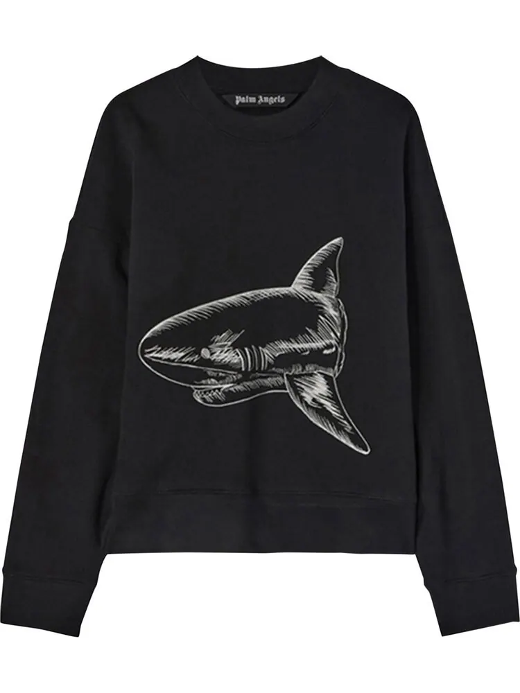 Толстовка Palm Angels Split Shark Crew 'Black' — изображение 1 из 1, черный