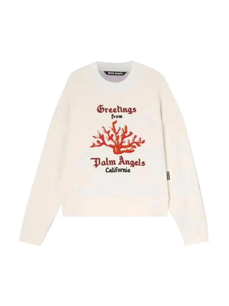Толстовка Palm Angels Coral Mix Knit Crewneck 'Off White/Red' — изображение 1 из 1, белый