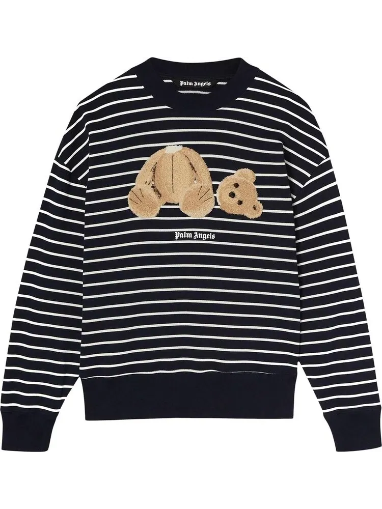 Толстовка Palm Angels Bear Striped Crew 'Navyblue/Brown' — изображение 1 из 1, синий