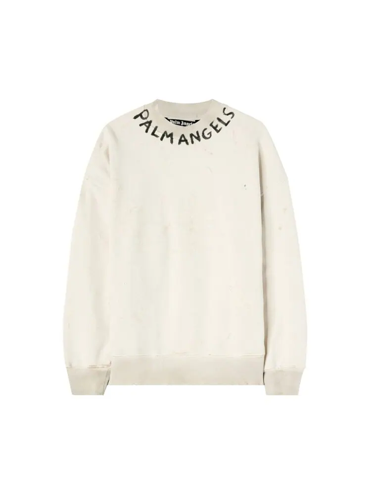 Толстовка Palm Angels Seasonal Logo Vintage Crew 'White/Black' — изображение 1 из 1, белый
