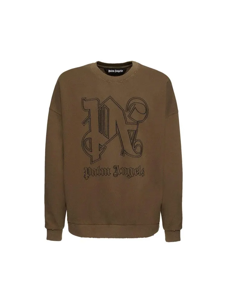 Свитер Palm Angels Monogram Statement Crew — изображение 1 из 2, коричневый/черный