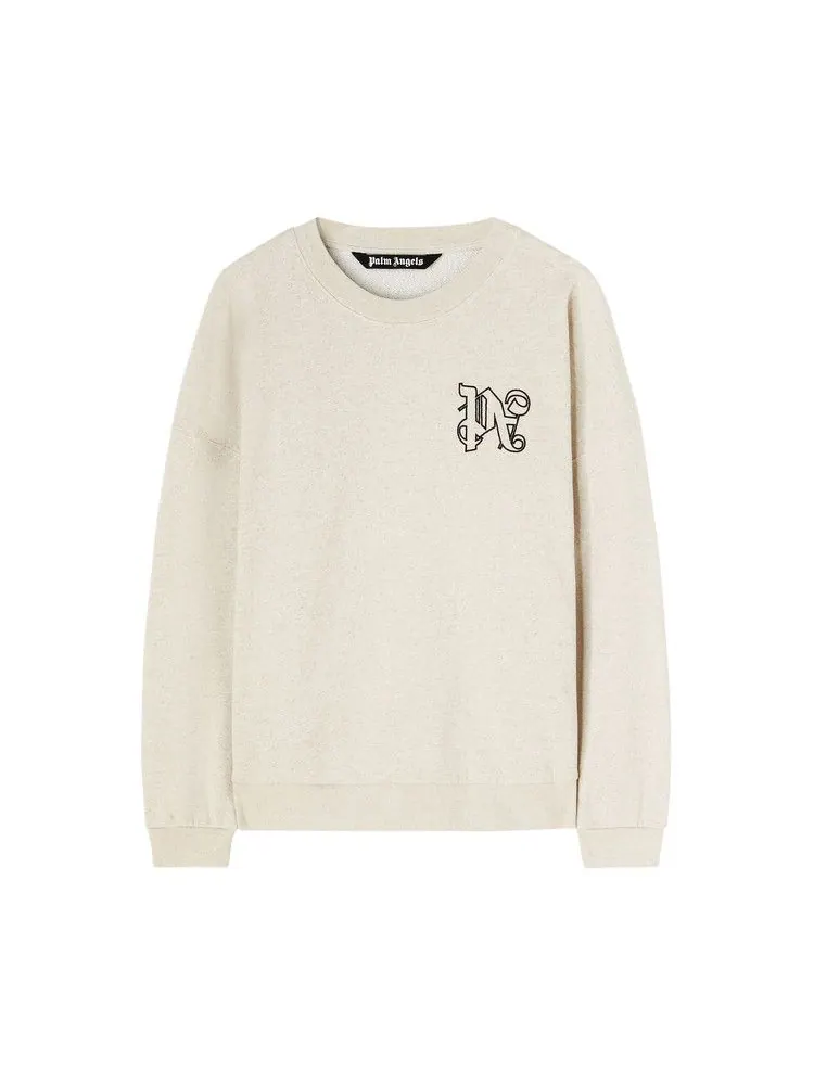 Свитер Palm Angels Monogram Linen Crewneck — изображение 1 из 1, бежевый