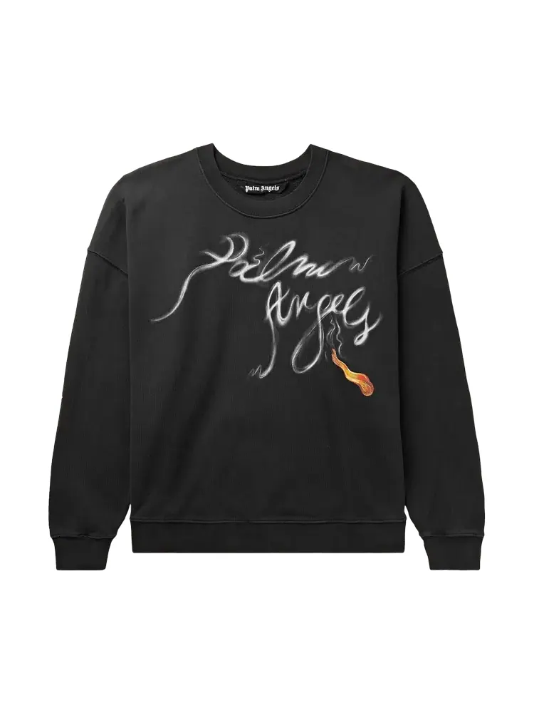 Толстовка Palm Angels Foggy 'Black White' — изображение 1 из 1, черный