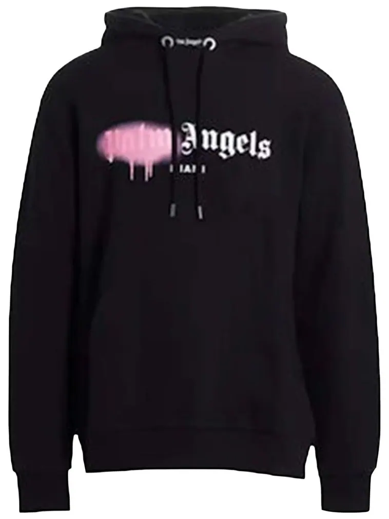 Худи Moncler Palm Angels Miami с логотипом, нанесенным методом распыления — изображение 1 из 1, черный и розовый
