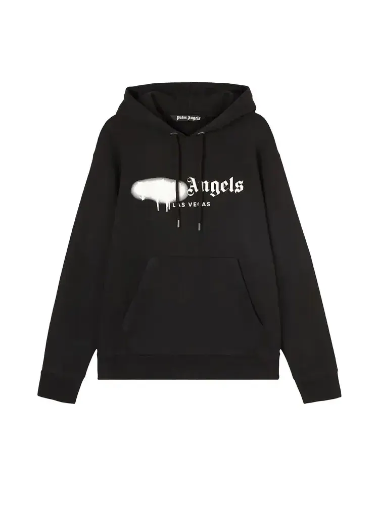 Худи в черно-белом цвете Palm Angels Las Vegas Sprayed Hoodie — изображение 1 из 1, черный