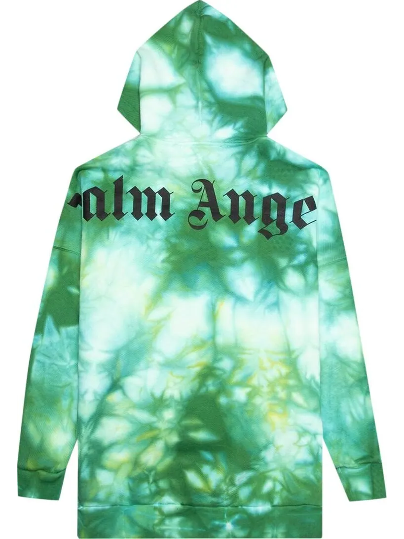 Худи Palm Angels Tie Dye Logo Over Hoodie 'Forrest Green/Yellow' — изображение 2 из 3, зеленый