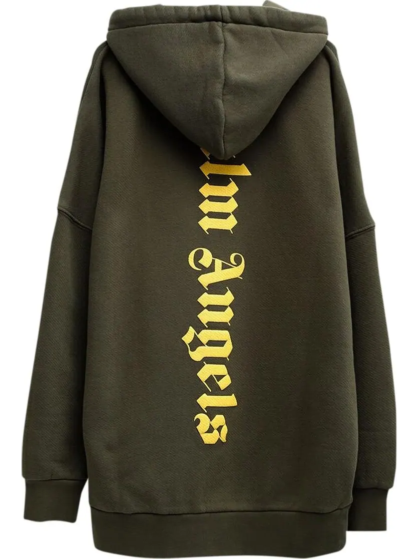 Худи Palm Angels Ns Logo Over Hoodie 'Military/Yellow' — изображение 2 из 2, желтый