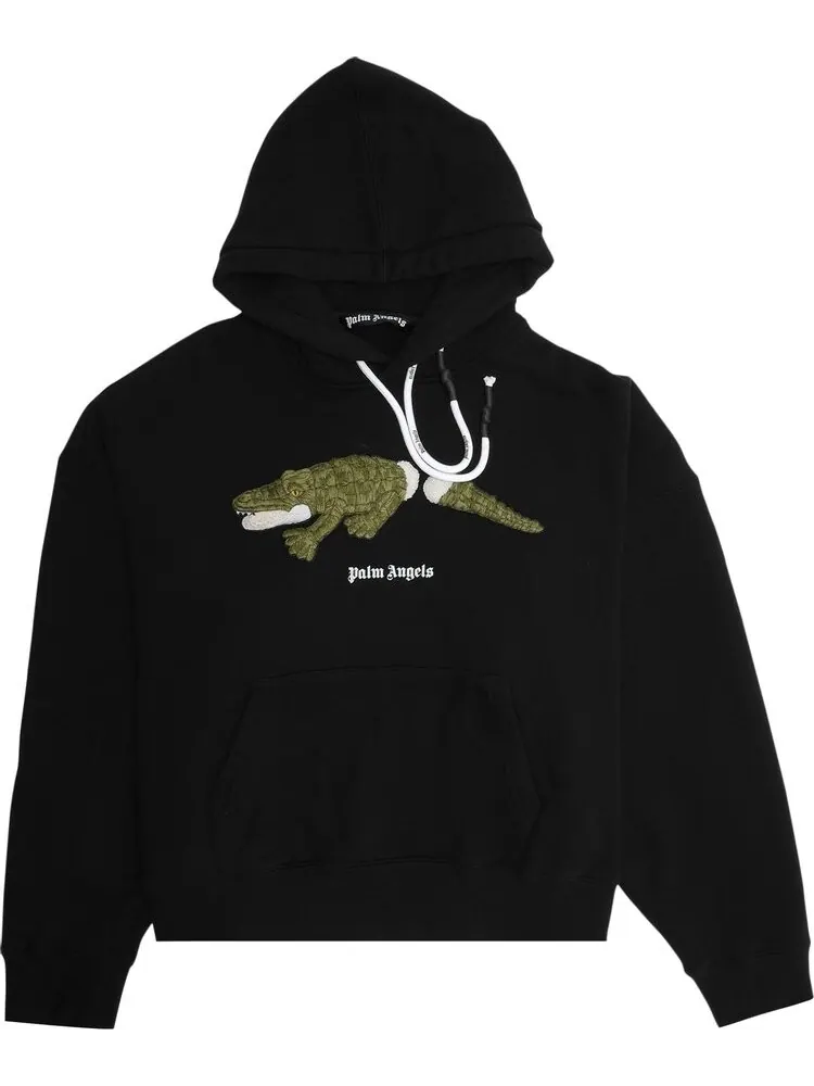 Худи Palm Angels Croco Hoody 'Black/Green' — изображение 1 из 3, черный
