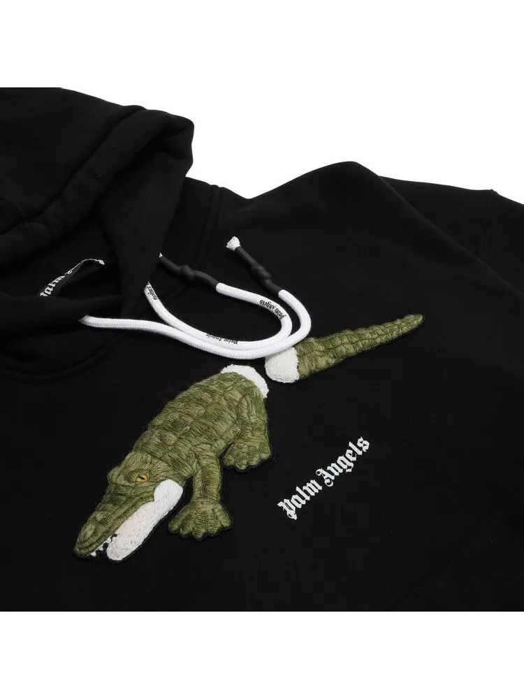 Худи Palm Angels Croco Hoody 'Black/Green' — изображение 3 из 3, черный