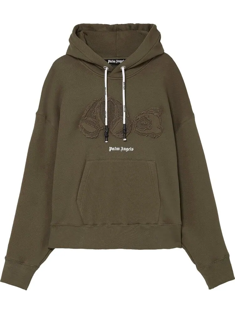 Худи Palm Angels Gd Bear Hoodie 'Military/White' — изображение 1 из 2, зеленый