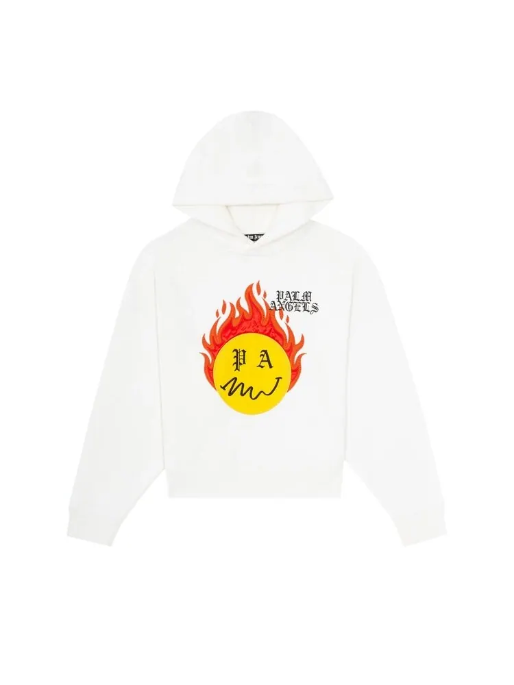 Худи Palm Angels Burning Head Hoodie 'Brillant White/Yellow' — изображение 1 из 2, белый