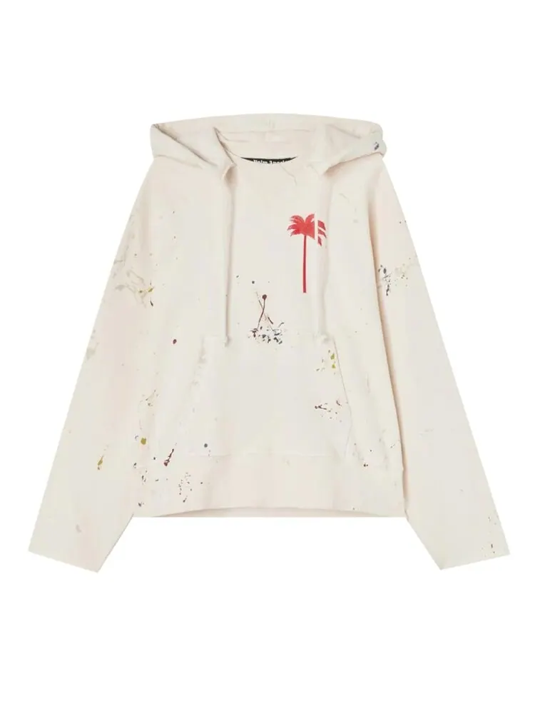Худи Palm Angels PxP Painted Raw Cut Hoodie 'Off White/Red' — изображение 1 из 1, белый