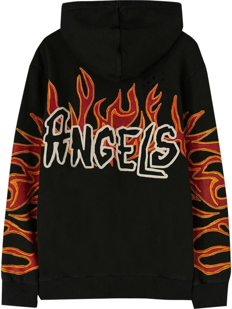 Худи Palm Angels Graffiti Flames Hoody 'Black/White' — изображение 2 из 2, черный