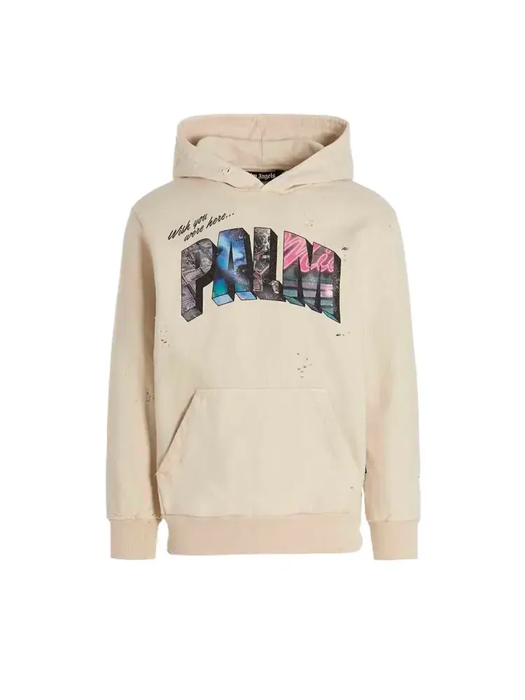 Винтажное худи с изображением пальмы Palm Angels — изображение 1 из 2, белый
