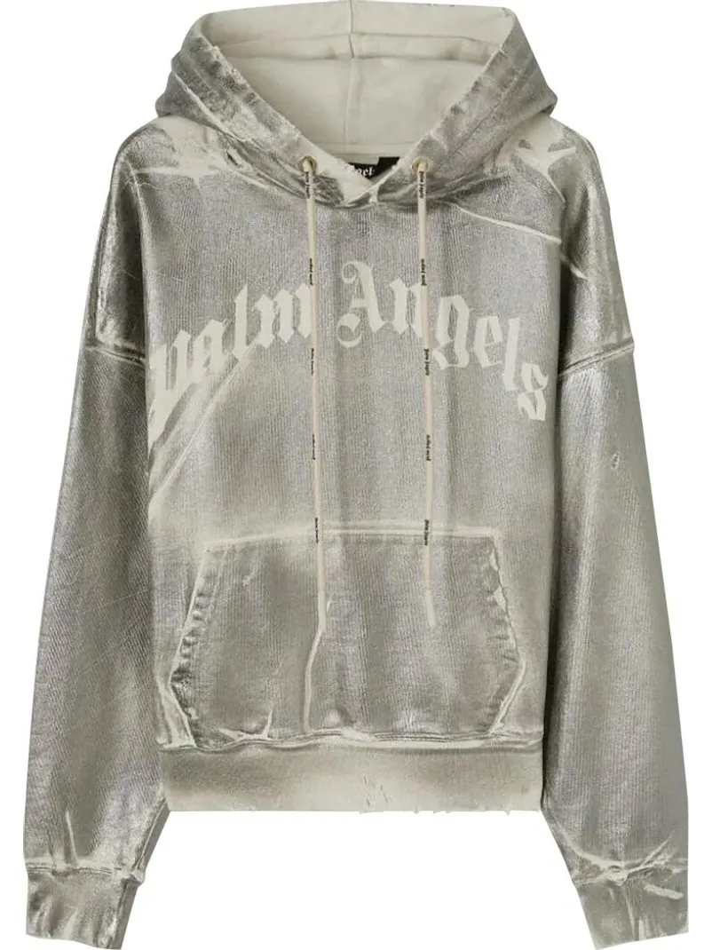 Худи Palm Angels Metallic Hoodie 'Grey/White' — изображение 1 из 1, серый