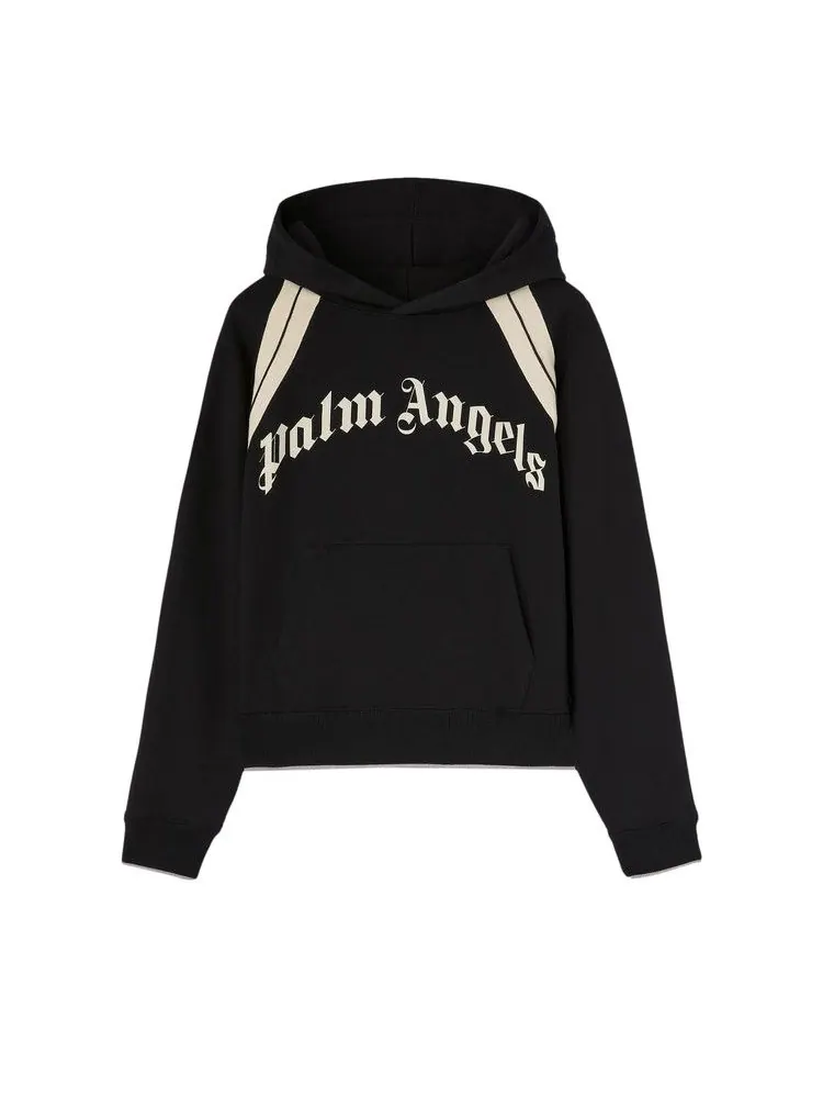 Худи Palm Angels Curved Logo Track Hoodie — изображение 1 из 1, черный/слоновая кость