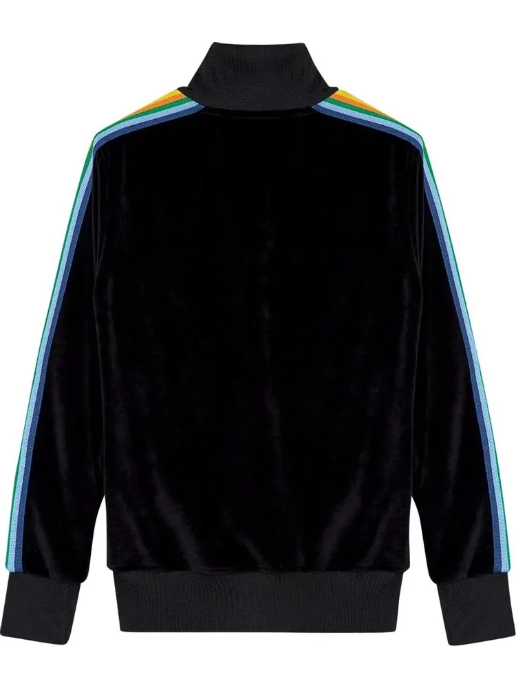 Куртка Palm Angels PA Rainbow Chenille Track Jacket 'Black' — изображение 2 из 2, черный