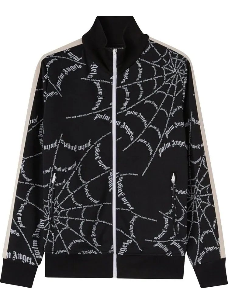 Куртка Palm Angels Spider Web Classic Track Jacket 'Black/White' — изображение 1 из 1, черный