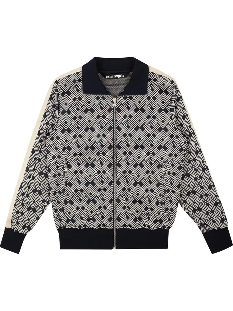 Куртка Palm Angels PA Jaquard Track Jacket 'Navy Blue/Off White' — изображение 1 из 2, синий