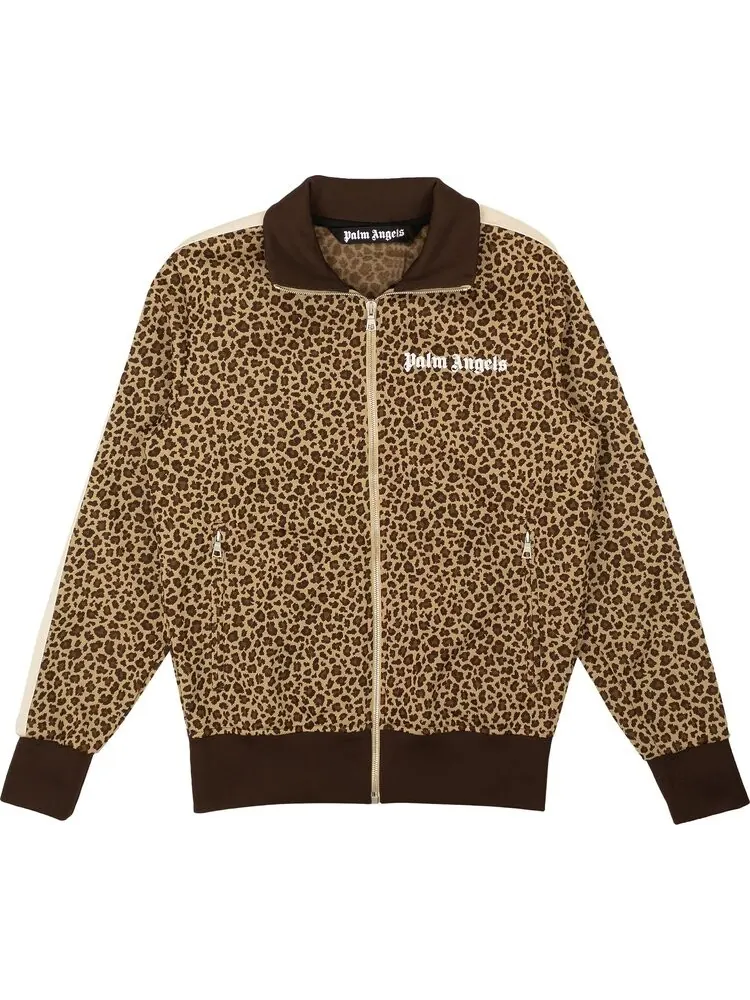 Куртка Palm Angels Leopard Jacquard Track Jacket 'Beige/Off White' — изображение 1 из 2, коричневый