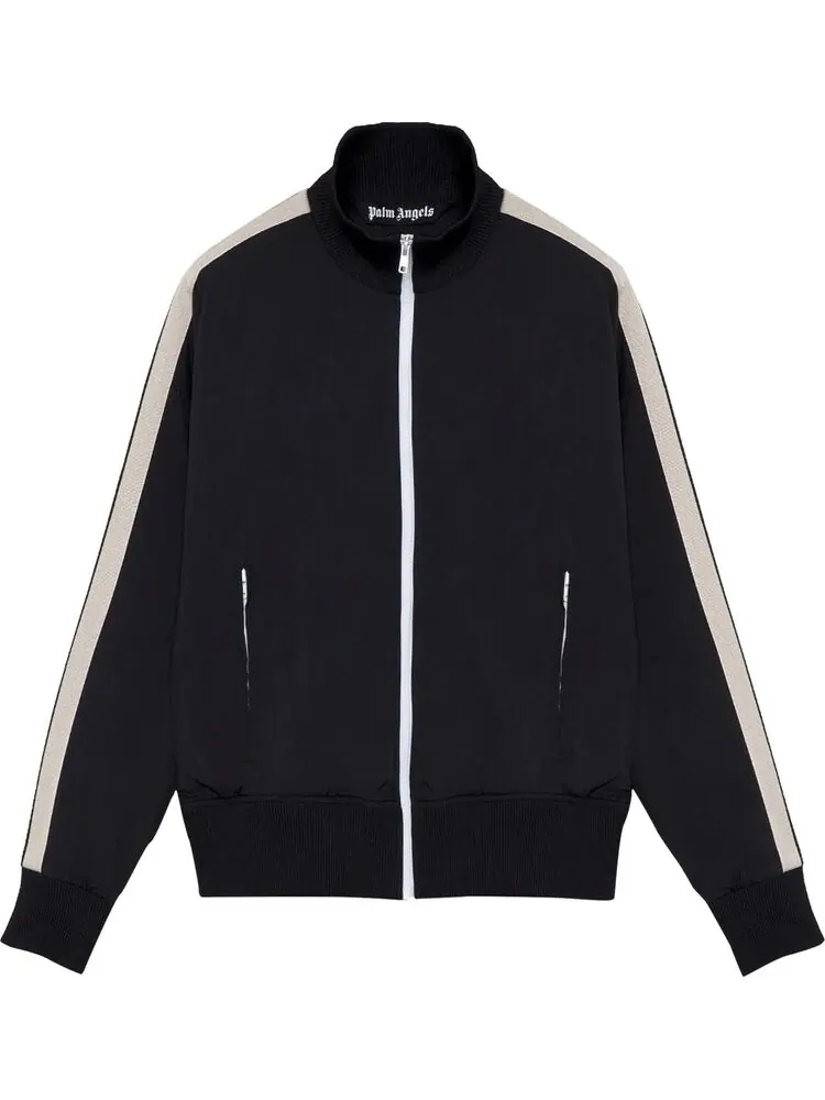 Куртка Palm Angels Curved Logo Track Jacket 'Black/White' — изображение 1 из 2, черный