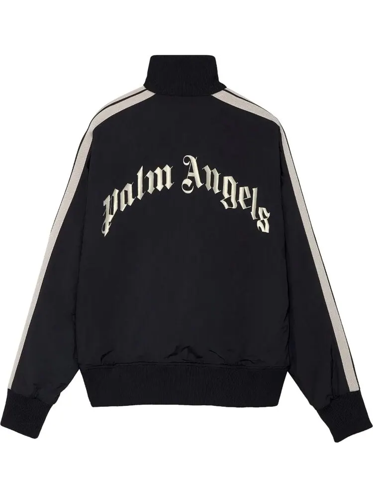 Куртка Palm Angels Curved Logo Track Jacket 'Black/White' — изображение 2 из 2, черный